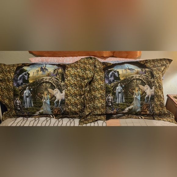 Fantasy Themed Tapestry with Chevron Pattern